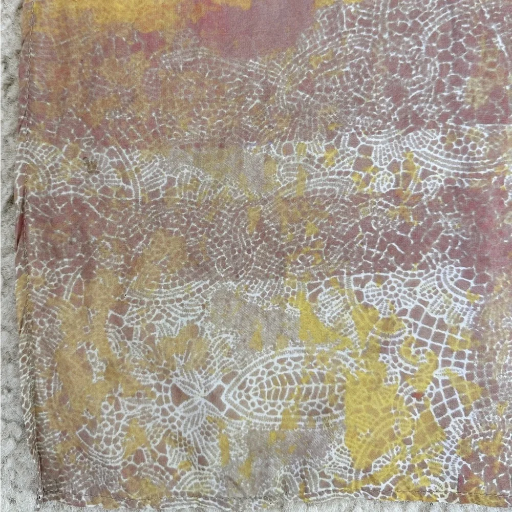 Silk Pink and Yellow Printed Scarf